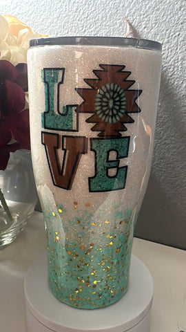 southwestern turquoise love tumbler - Its Show Thyme