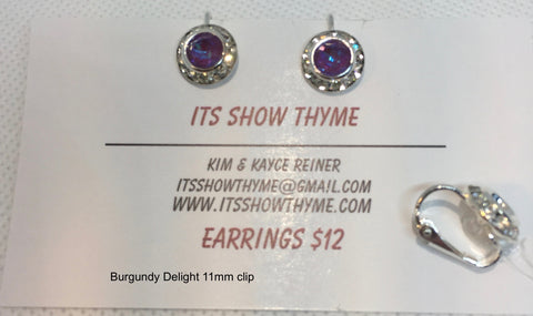 Horse Show Earrings Clip - Burgundy Delight - Its  Show Thyme