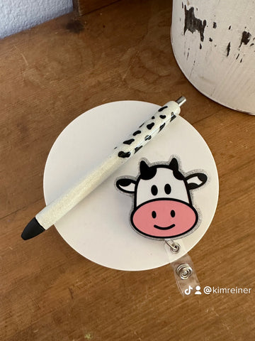 cow badge reel and pen - Its Show Thyme