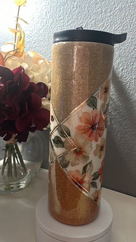 orange flower - duo lid tumbler - Its  Show Thyme