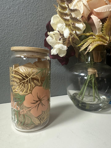 Monstera leaves glass can - Its  Show Thyme
