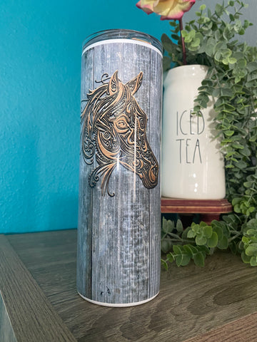 weathered wood horse tumbler - Its  Show Thyme